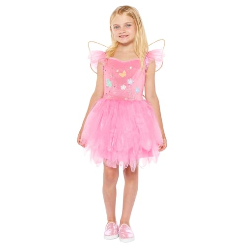 Amscan 9918390 - Girls Pink Fairy Dress with 3D Bodice & Wings Kids Fancy Dress Costume Age: 6-8yrs von amscan