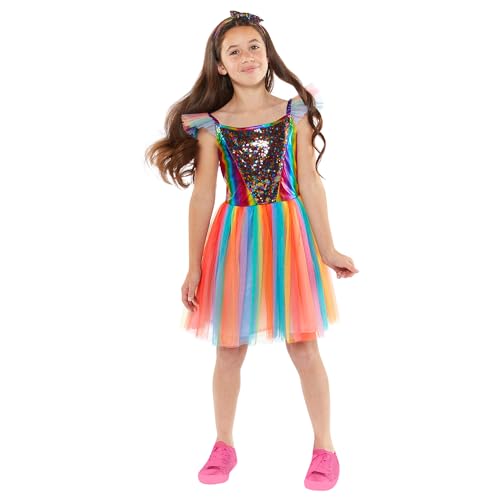 Amscan 9918397 - Girls Rainbow Fairy Dress with Headband Kids Fancy Dress Costume Age: 4-6yrs von amscan