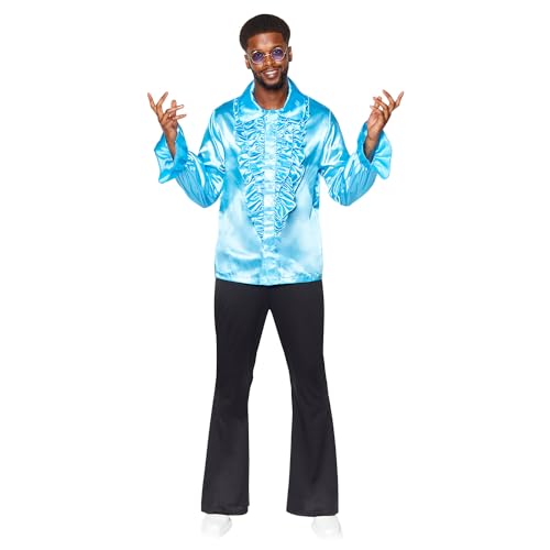Amscan 9918530 - Men's 1970's Blue Satin Ruffle Shirt Adults Fancy Dress Costume Size: X-Large Amscan 9918530 - Men's 1970's Blue Satin Ruffle Shirt Adults Fancy Dress Costume Size: X-Large von amscan
