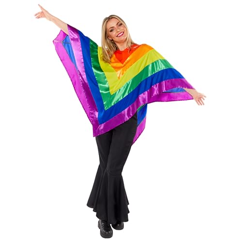 Amscan 9918543 - Unisex Rainbow Poncho Adults Festival Fancy Dress Costume - One Size von amscan