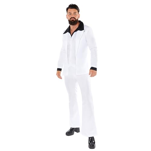 Amscan 9919036 - Men's 1970's Black & White Disco Suit Adults Fancy Dress Costume Size: Large von amscan