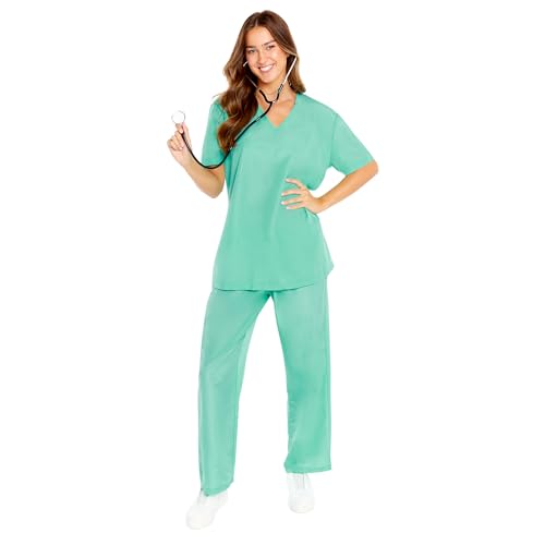 Amscan 9919038 - Unisex Doctors Scrubs Top & Trousers Adults Fancy Dress Costume Size: Small von amscan