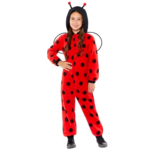 Amscan 9919067 - Unisex Ladybug Fleece Hooded Zip-up Onesie with Wings Kids Fancy Dress Costume Age: 4-6yrs von amscan