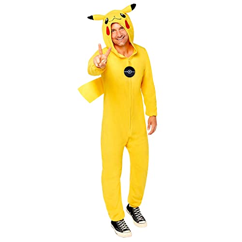 Amscan - Erwachsenenkostüm Pikachu, Fleece-Jumpsuit mit Kapuze, Pokemon, Motto-Party, Karneval von amscan
