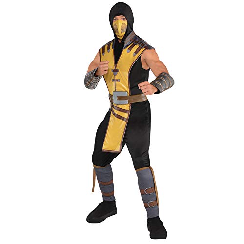 Amscan - Erwachsenenkostüm Skorpion aus Mortal Kombat, Overall, Gürtel, Kopfbedeckung, Maske, Motto-Party, Karneval von amscan
