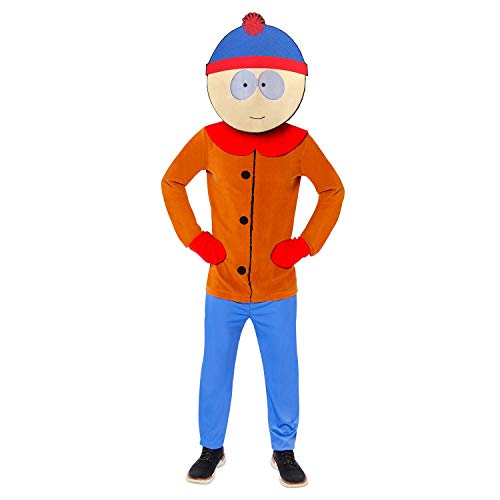 Amscan - Erwachsenenkostüm Stan aus South Park, Fleece-Jumpsuit mit angenähten Fäustlingen, Maske, Serie, Motto-Party, Karneval, Fasching von amscan