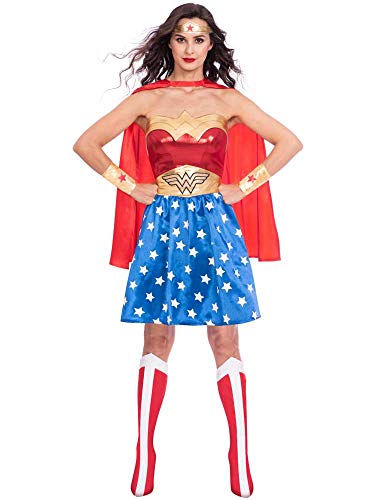 Amscan - Erwachsenenkostüm Wonder Woman, Kleid, Umhang, Arm- und Beinstulpen, Stirnband, Super Heroes, Motto-Party, Karneval von amscan