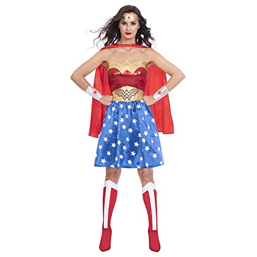 Amscan - Erwachsenenkostüm Wonder Woman, Kleid, Umhang, Arm- und Beinstulpen, Stirnband, Super Heroes, Motto-Party, Karneval von amscan