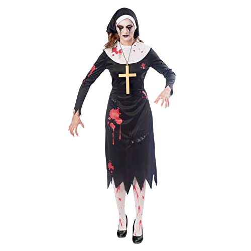Amscan - Erwachsenenkostüm Zombie Nonne, Kleid, Kopftuch, Kreuzkette, Mottoparty, Karneval, Halloween von amscan