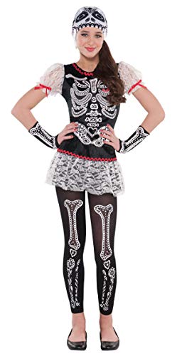 Amscan - Kinderkostüm Freches Skelett, Kleid, Leggings, Mütze, Armstulpen, , Dia de los Muertos, Mottoparty, Karneval, Halloween Amscan - Kinderkostüm Freches Skelett, Kleid, Leggings, Mütze, Armstulpen, , Dia de los Muertos, Mottoparty, Karneval, Halloween von amscan