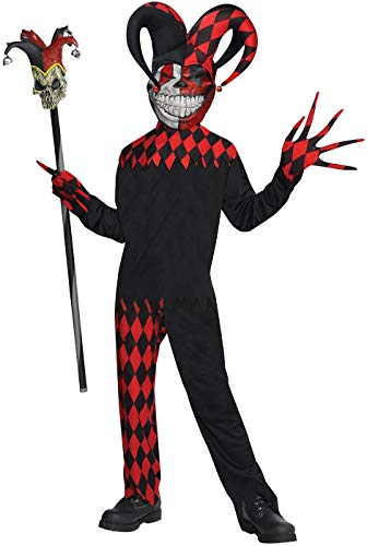 Amscan - Kinderkostüm Gruseliger Narr, Langarmshirt, Kopfbedeckung, Gesichtsmaske, Handschuhe, Hose, Mottoparty, Karneval, Halloween von amscan