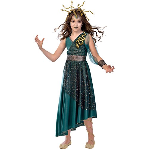 Amscan - Kinderkostüm Medusa, Kleid, Haarband, Griechische Mythologie, Schlange, Mottoparty, Karneval, Halloween von amscan