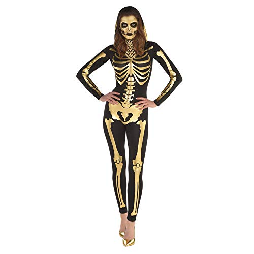 Amscan - Kostüm Goldenes Skelett, Bodysuit mit Kapuze, Knochengerüst, Karneval, Mottoparty, Halloween Amscan - Kostüm Goldenes Skelett, Bodysuit mit Kapuze, Knochengerüst, Karneval, Mottoparty, Halloween von amscan