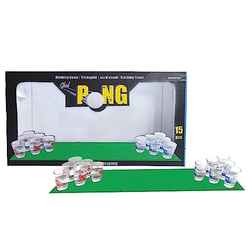 Amscan - Trinkspiel Shot Pong, 12 Gläser, 2 Bälle, 1 Unterlage, Saufspiele, Partyspiel von amscan