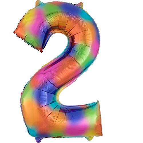 Folienballon SuperShape Zahl "2" Rainbow Splash von amscan