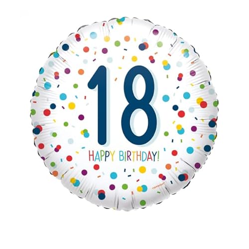 Folienballons * KONFETTI DESIGN * als Deko für Geburtstag und Party | Zahlen von 18-60 | für Luft + Helium | Happy Birthday Luftballons Ballons, Edition: 18. Geburtstag von amscan