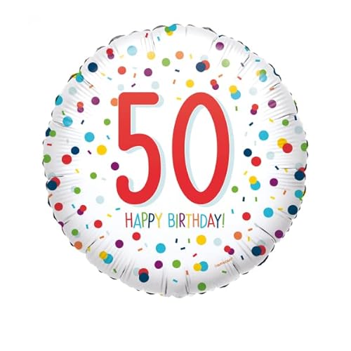 Folienballons * KONFETTI DESIGN * als Deko für Geburtstag und Party | Zahlen von 18-60 | für Luft + Helium | Happy Birthday Luftballons Ballons, Edition: 50. Geburtstag von amscan