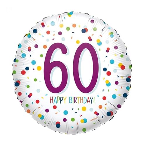 Folienballons * KONFETTI DESIGN * als Deko für Geburtstag und Party | Zahlen von 18-60 | für Luft + Helium | Happy Birthday Luftballons Ballons, Edition: 60. Geburtstag, Bunt von amscan