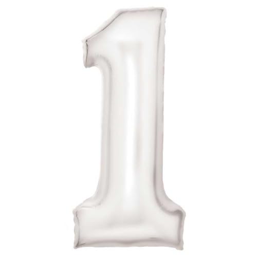 Amscan Große Zahl 1 Silk Lustre weiß Folienballon N34 verpackt 86 cm Amscan Große Zahl 1 Silk Lustre weiß Folienballon N34 verpackt 86 cm von amscan