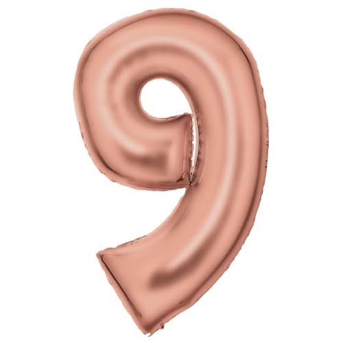 Amscan Große Zahl 9 Silk Lustre roségold Folienballon N34 verpackt 86 cm von amscan