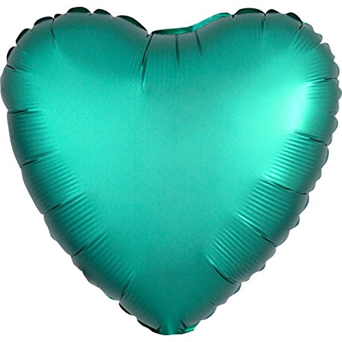 Amscan 3679901 - Standard Folienballon Satin Luxe Jade, Herz, Durchmesser 43 cm, Luftballon, Heliumballon, Hochzeit von amscan
