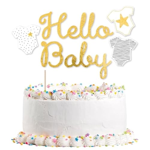 Kuchen Deko * HELLO BABY * für die Kuchendekoration bei Party und Geburt | Gender-Neutral, 21x18cm | Gender Mottoparty von amscan