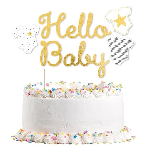 Kuchen Deko * HELLO BABY * für die Kuchendekoration bei Party und Geburt | Gender-Neutral, 21x18cm | Gender Mottoparty von amscan