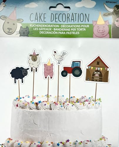 Kuchendeko * BAUERNHOF + SCHAFE * als Deko für Kindergeburtstag und Mottoparty | 6-teiliges Set mit Bauernhoftiere | Caketopper Kuchen Torten Farm Kinder Geburtstag Party Kuchendeko * BAUERNHOF + SCHAFE * als Deko für Kindergeburtstag und Mottoparty | 6-teiliges Set mit Bauernhoftiere | Caketopper Kuchen Torten Farm Kinder Geburtstag Party von amscan