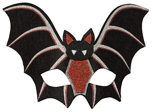 Amscan 848426-55 - Kinder-Maske Fledermaus, Silber-Rot-Schwarz, Größe ca. 24 x 16 cm, aus Polyesterfilz, Maske in Fledermausform mit Glitzer, Accessoire für Halloween oder Karneval, Kostüm von amscan