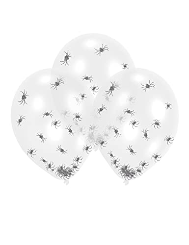 Schaurige Spinnen-Luftballons für Halloween Raumdeko 6 Stück transparent-schwarz - Schwarz von amscan