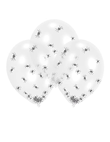 Amscan Schaurige Spinnen-Luftballons für Halloween Raumdeko 6 Stück transparent-schwarz - Schwarz von amscan