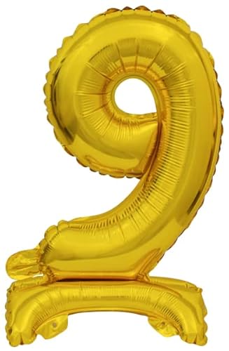 Stehballon * Zahl 9 - Goldfarben * als Deko für Geburtstag und Party | 38cm, für Luft | Zahlen Kindergeburtstag Partydeko Ballon Luftballon Stehballon * Zahl 9 - Goldfarben * als Deko für Geburtstag und Party | 38cm, für Luft | Zahlen Kindergeburtstag Partydeko Ballon Luftballon von amscan