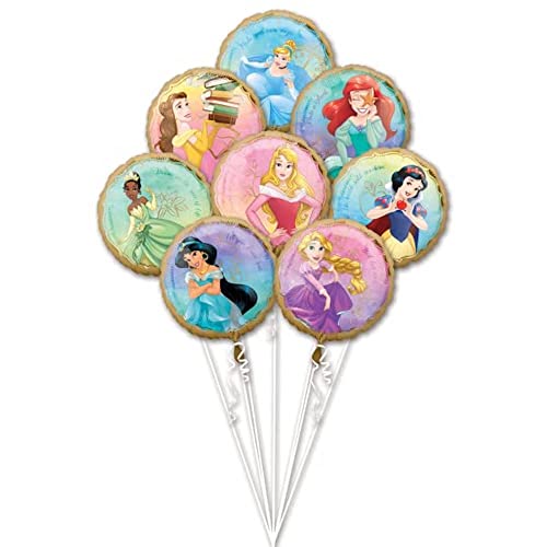 Amscan 3980801 - Folienballon Disney Prinzessinnen, 8 Stück, Ballon Bouquet, Helium Ballons, Luftballons, Merhfarbig von Anagram