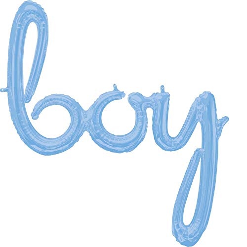 Amscan 3916811 - Folienballon Wort boy, Größe 73 x 81 cm, für Helium und Luft, Junge, Baby-Party, Geburt von amscan