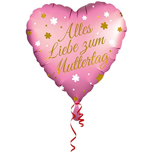 Amscan 4008601 - Standard Folienballon Herz Alles Liebe zum Muttertag, Größe 43 cm, Volumen 13 Liter, Heliumballon Amscan 4008601 - Standard Folienballon Herz Alles Liebe zum Muttertag, Größe 43 cm, Volumen 13 Liter, Heliumballon von amscan