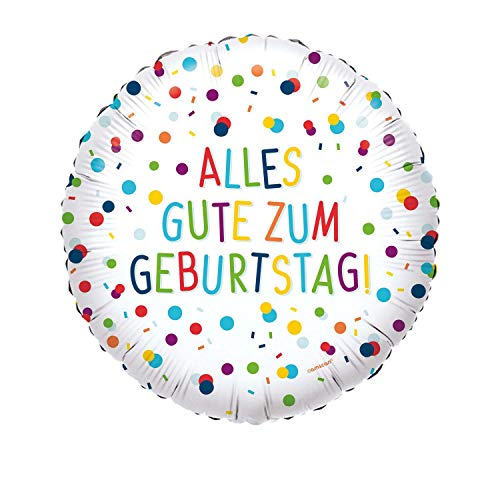 Amscan 4146401 - Standard Folienballon Konfetti Alles Gute zum Geburtstag, Durchmesser circa 43 cm, für Helium und Luft, Happy Birthday von amscan