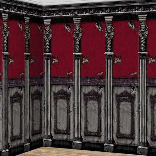 amscan 676108-55 2 Scene-Setter Dekorollen Gothic Mansion Plastik 121 x 609 cm, Multi von amscan