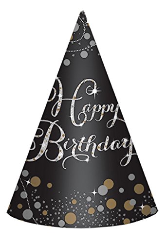 amscan 8 Partyhütchen * Sparkling Happy Birthday * als lustige Verkleidung für eine Party und Geburtstag von amscan