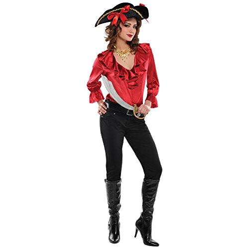 amscan 840534-55 Piratenbluse für Damen, Kostüm, 1 Stück, Einfarbig, rot, Einheitsgröße amscan 840534-55 Piratenbluse für Damen, Kostüm, 1 Stück, Einfarbig, rot, Einheitsgröße von amscan