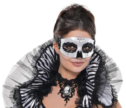 Amscan 841323-55 - Venezianische Maske, Accessoire, Augenmaske, Totenkopf, Schmucksteine, Glitzer, Karneval, Halloween Amscan 841323-55 - Venezianische Maske, Accessoire, Augenmaske, Totenkopf, Schmucksteine, Glitzer, Karneval, Halloween von amscan