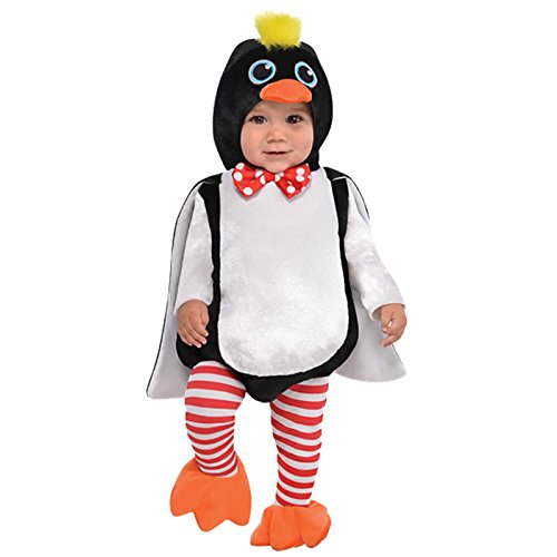 amscan 9902071 Baby Pinguin-Kostüm mit abnehmbarem Kapuzenpullover, Alter 0-6 Monate, 1 Stück von amscan