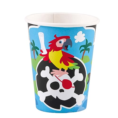 amscan 8 Becher Pirat Papier 250 ml, Weiß von amscan