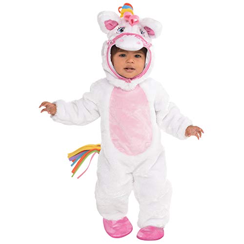 amscan 9903610 Magisches Einhorn-Kostüm mit abnehmbarem Hoodie und rosa Booties, Alter 6-12 Monate, 1 PC von amscan