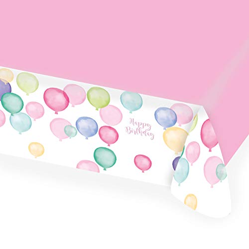 Amscan 9903733 - Tischdecke Happy Birthday Pastel Papier115 x 175 cm, Geschirr von amscan