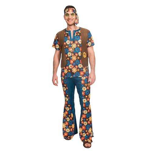 amscan 9905119, Standard-Größe 60er Jahre Groovy Man Kostüm Set, Erwachsenengröße – 3-teilig, Mehrfarbig von amscan