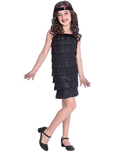 Kostüm für Kinder Black Flapper Kleid - Faschingskostüm für Karneval, Halloween & Kostümparty - Kinderkostüm für Mädchen & Jungen - Alter 8-10 Jahre von amscan