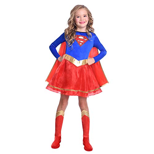 Amscan - Kinderkostüm Supergirl, Kleid, Umhang, Beinstulpen, Superheldin, DC Super Heroes, Motto-Party, Karneval, 110 von amscan