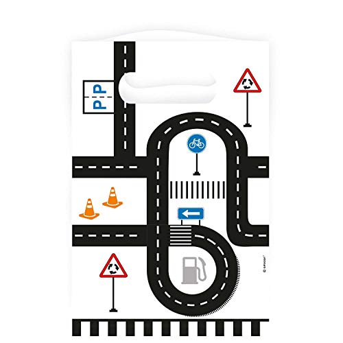 Amscan 9906585 - Papiertüten On the Road, 8 Stück, 23,5 x 16 cm, Partytüten, Mitgebsel, Kindergeburtstag von amscan