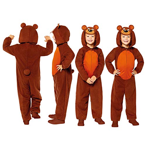 Kostüm für Kinder Bär Onesie - Tierkostüm Faschingskostüm für Karneval, Halloween & Kostümparty - Kinderkostüm für Mädchen & Jungen - Alter 6-8 Jahre von amscan
