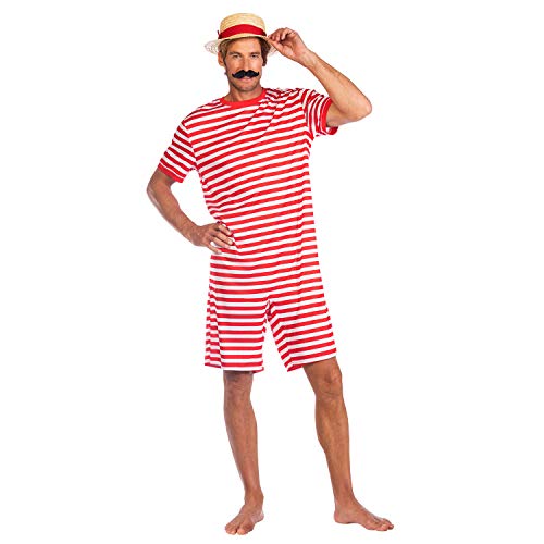 (ETX) (HAT) (9908834) Adult Mens 1920s Swimsuit Red Costume (Standard) von amscan